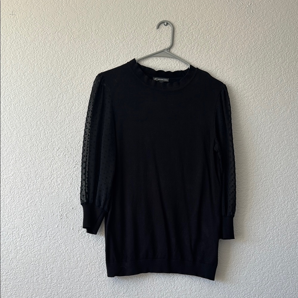 Chic Black Sweater with Textured Sleeves